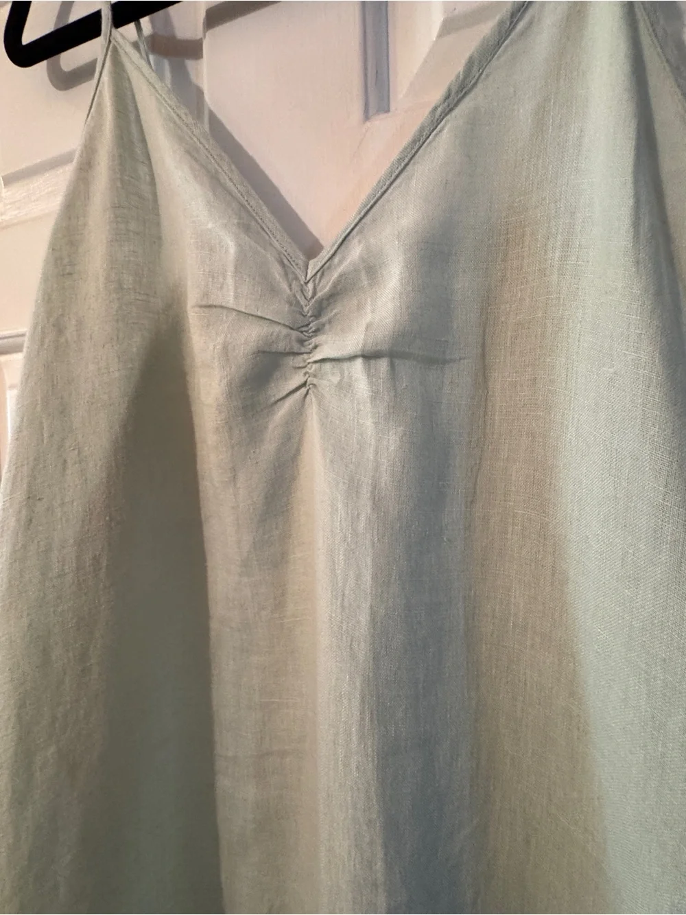 Dolma Linen V-neck Maxi Dress Muted Mint Adjustable Spaghetti Straps Size Medium - Picture 3 of 6